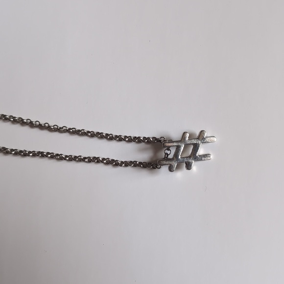 Silver Hashtag Pound Trending Keyword Pendant necklace - Picture 3 of 7